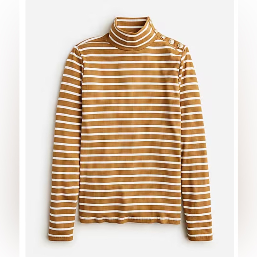 J. Crew vintage rib turtleneck with buttons, stripe ribbed turtleneck, small EUC
